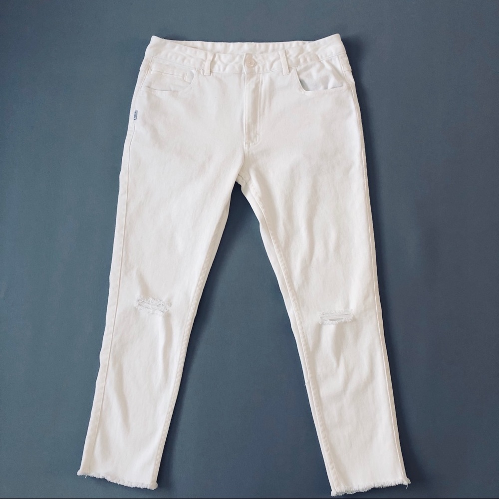 White High Rise Ankle Jeans